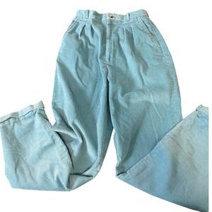 Hunters Run Corduroy Pleated High Waisted Pants Women Size 8 Blue‎